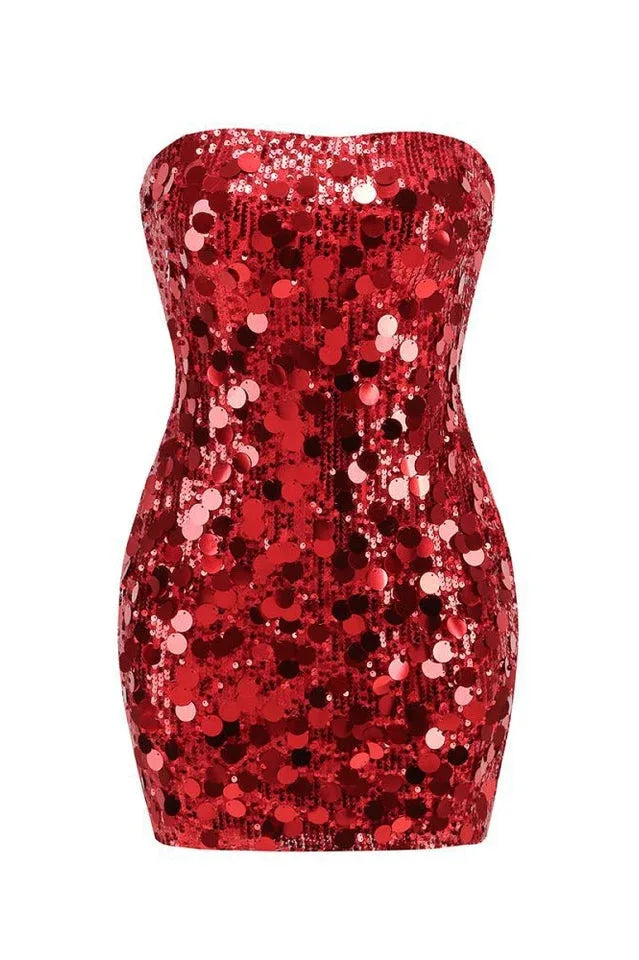 Sequin Strapless Mini Dress - View 12 | WEUXS