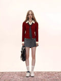Mock two-piece cable knit top with collared neckline and detachable scarf - View 6 | WEUXS