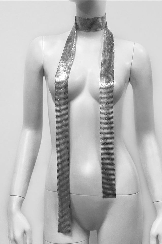 Metal Sequins Necktie Scarf | Dress In Beauty