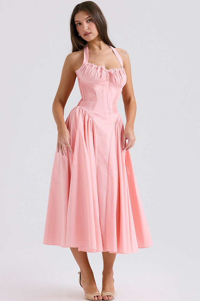 Adabella Cotton Halter Midi Sundress | Dress In Beauty