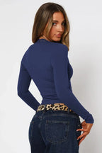 Women's Long Sleeve V-Neck Top with Lace Trim - View 20 | WEUXS
