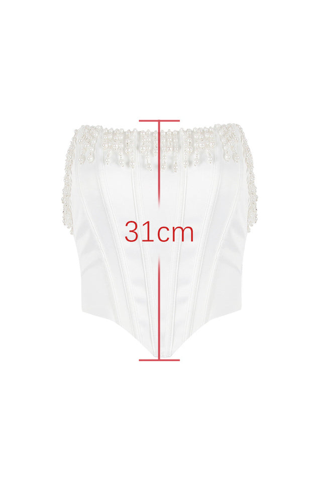 Aubrie Vintage Cream White Beaded Bra | Dress In Beauty