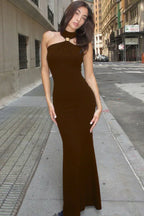 Beaded halter neck floor length dress - View 14 | WEUXS