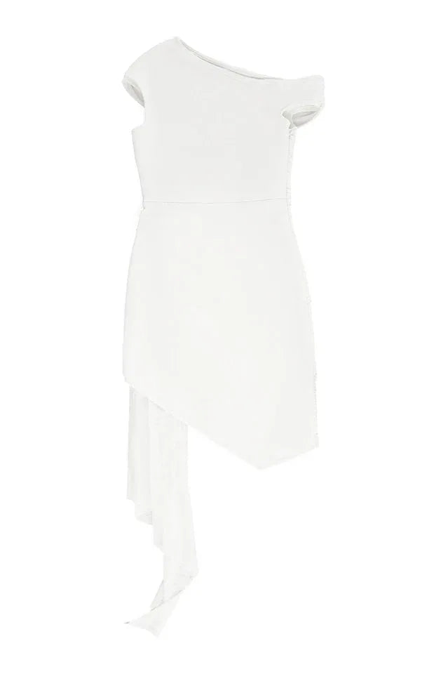 Asymmetric Rose Embroidered Mini Dress - View 6 | WEUXS