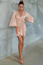 Surplice neck sequin wrap dress - View 12 | WEUXS