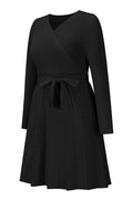 Surplice Neck Tie Front Pleated Sweater Dress | Dress In Beauty