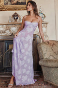 Serena Retro Purple Printed Maxi Dress | Dress In Beauty