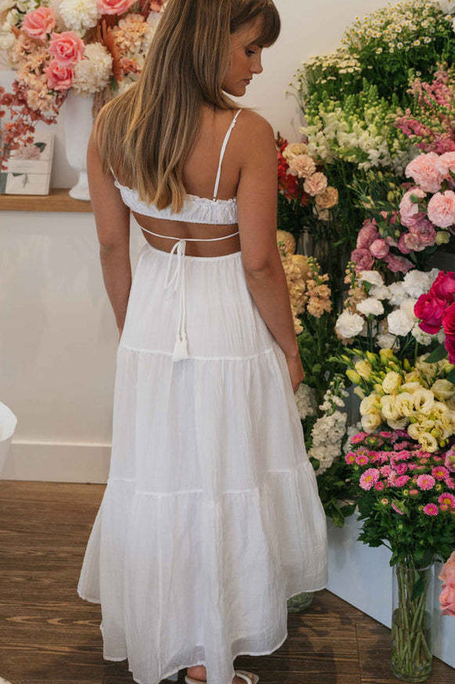 Ruched Tie-Up Strappy Maxi Dress | Dress In Beauty