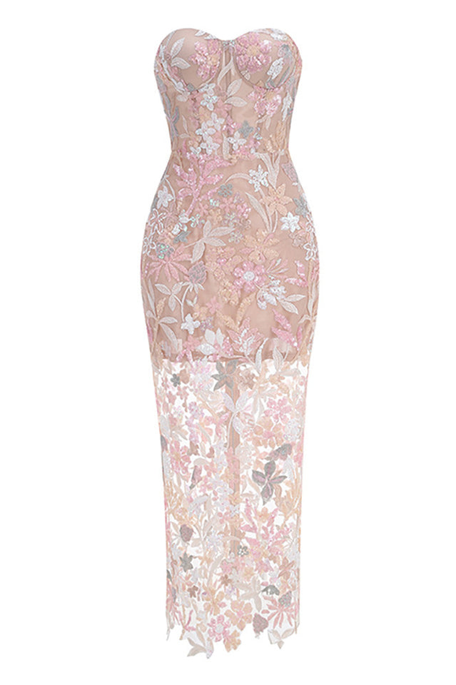 Kamames Strapless Floral Sequined Maxi Dress | Dress In Beauty