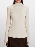 Ribbed High Neck Knit Top - View 6 | WEUXS