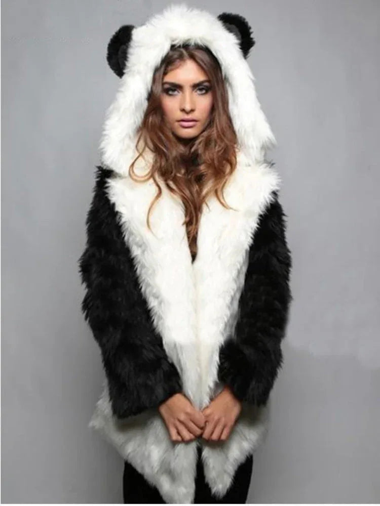 Wildcat Leopard Print Faux Fur Coat - WEUXS