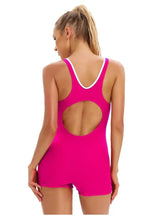 fitted one-piece swimsuit with color-blocked panels and racerback straps - View 21 | WEUXS