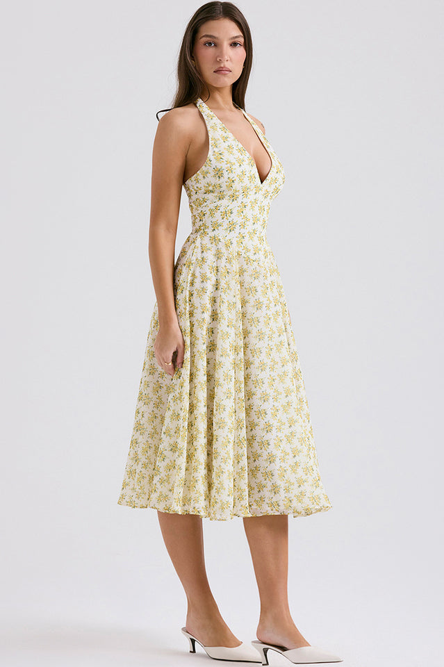 Solada Ivory Vintage Floral Print Sundress | Dress In Beauty