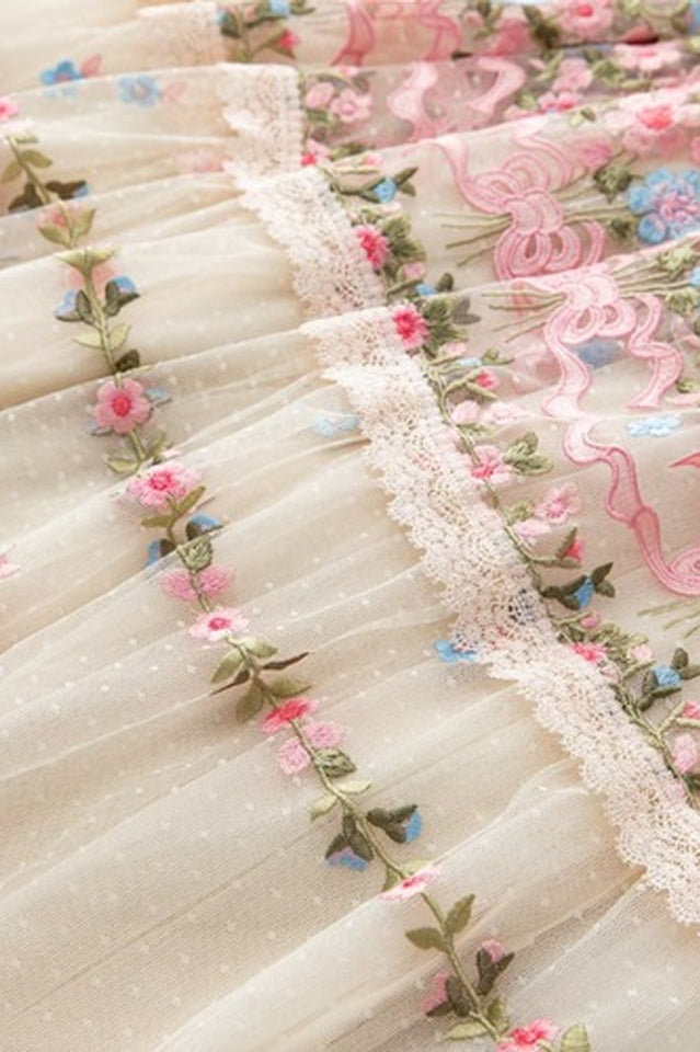 Garden 3/4 Sleeves Embellished Tulle Gown | Dress In Beauty