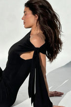 Asymmetrical Neckline Maxi Dress - View 7 | WEUXS