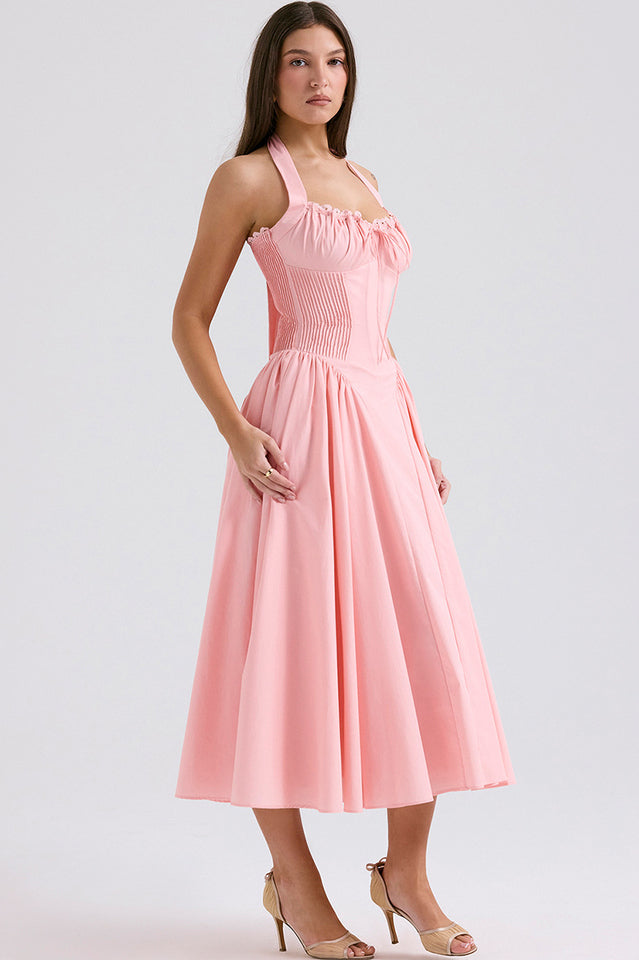 Adabella Cotton Halter Midi Sundress | Dress In Beauty