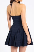 Melody Pinstripe Halter Drop Waist Mini Dress | Dress In Beauty