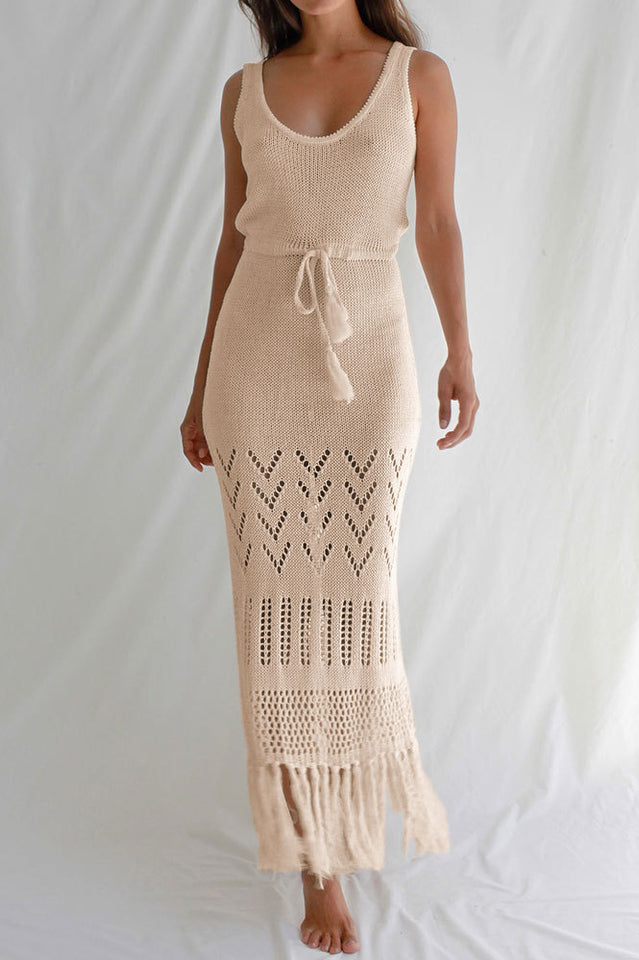 Tassel Hem Crochet Knit Cover Up Dress | Dress In Beauty
