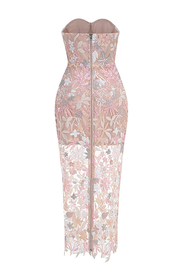 Kamames Strapless Floral Sequined Maxi Dress | Dress In Beauty
