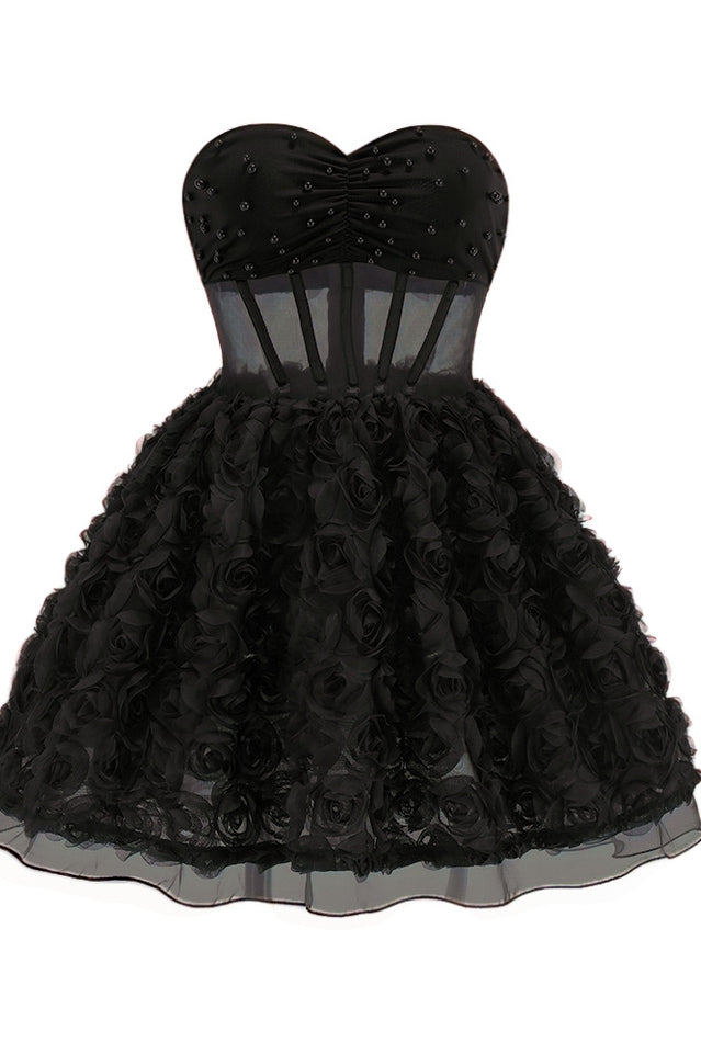 Strapless Corset Floral A Line Dress | Dress In Beauty