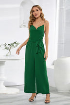 Women's Sleeveless Tie-Waist Wide Leg Jumpsuit - View 14 | WEUXS