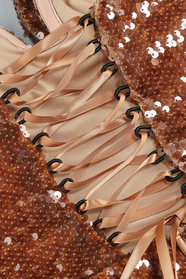 Floral Detail Sequin A Line Corset Dress | Dress In Beauty