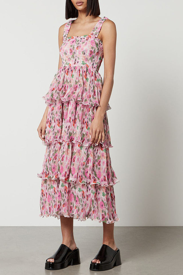 Floral Tiered Georgette Midi Dress | Dress In Beauty