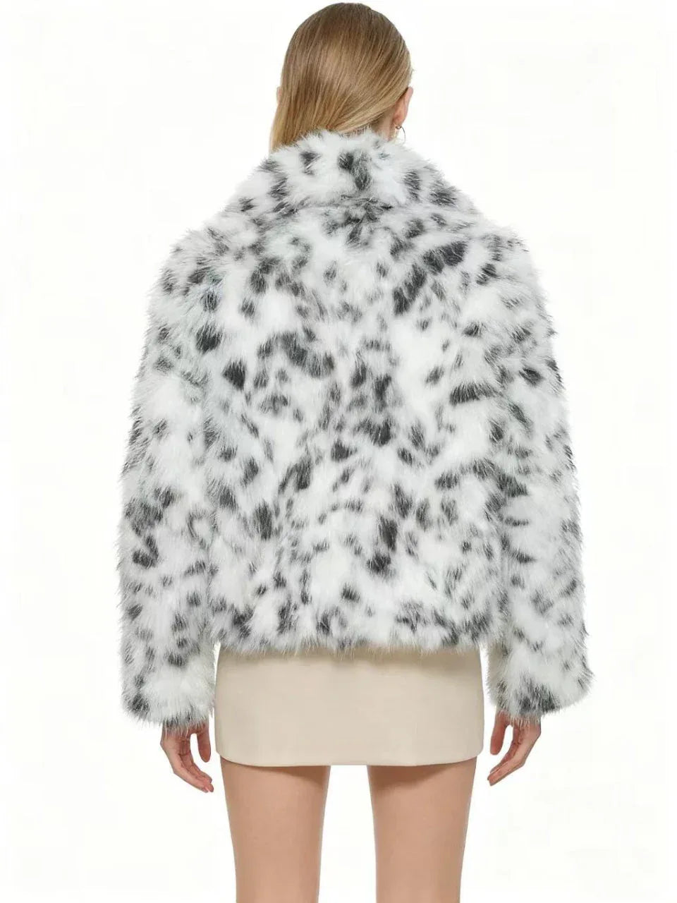 Faux Fur Leopard Print Cropped Jacket - View 7 | WEUXS