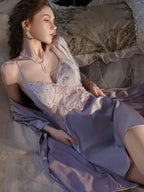Lace Trim Slip Dress and Robe Set - View 6 | WEUXS
