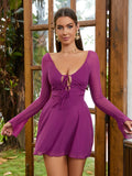Lace up mesh mini dress - View 22 | WEUXS