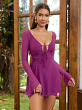 Lace up mesh mini dress - View 19 | WEUXS