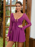 Lace up mesh mini dress - View 23 | WEUXS