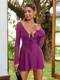 Lace up mesh mini dress - View 24 | WEUXS