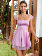 Lace Trim Fit and Flare Dress - View 29 | WEUXS