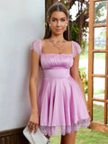 Lace Trim Fit and Flare Dress - View 27 | WEUXS