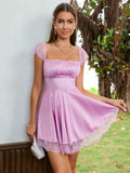 Lace Trim Fit and Flare Dress - View 30 | WEUXS