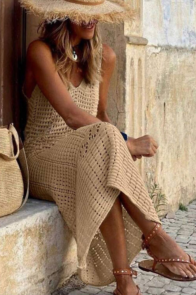 Hollow Out Sleeveless Sweater Dress | Dress In Beauty