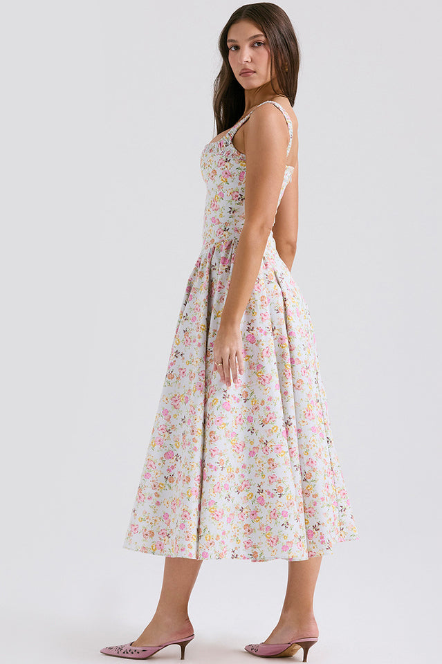 Dorothy White Rosebud Print Sundress | Dress In Beauty