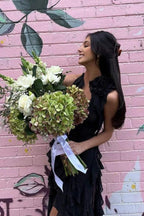 Rosalyn Black Flower Dress - View 12 | WEUXS