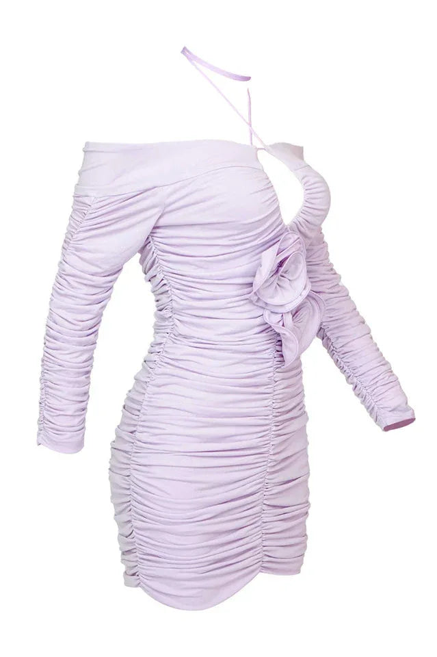 Ruffled Off Shoulder Mini Dress - WEUXS