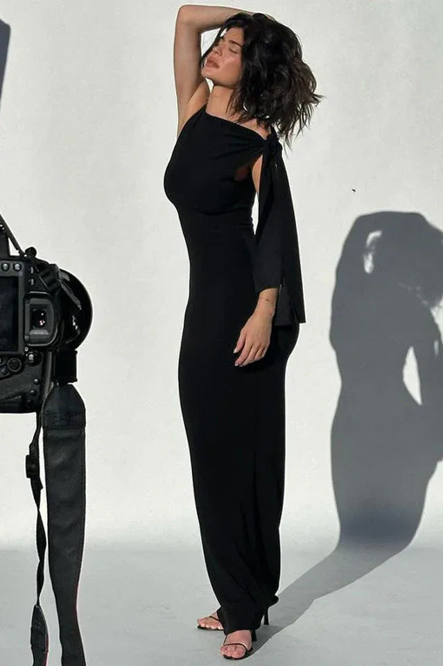 Asymmetrical Neckline Maxi Dress - View 8 | WEUXS
