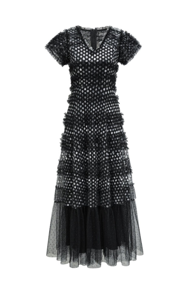 Sequin Layered Ruffle Tulle Maxi Dress | Dress In Beauty