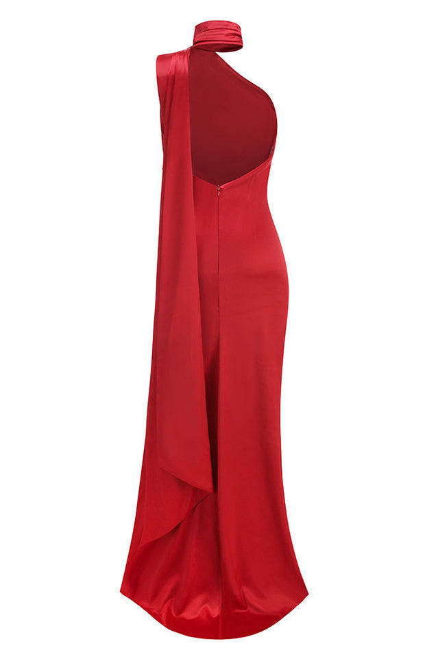 Verna Halter Floral Maxi Satin Dress | Dress In Beauty