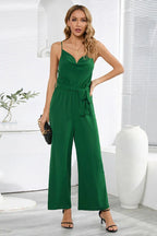 Women's Sleeveless Tie-Waist Wide Leg Jumpsuit - View 13 | WEUXS