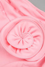 Ruched mock neck minidress with flower appliqué - View 22 | WEUXS