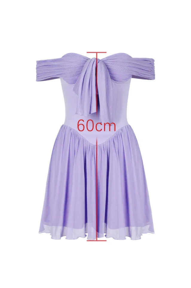 Soleil Orchid Off Shoulder Mini Dress - WEUXS