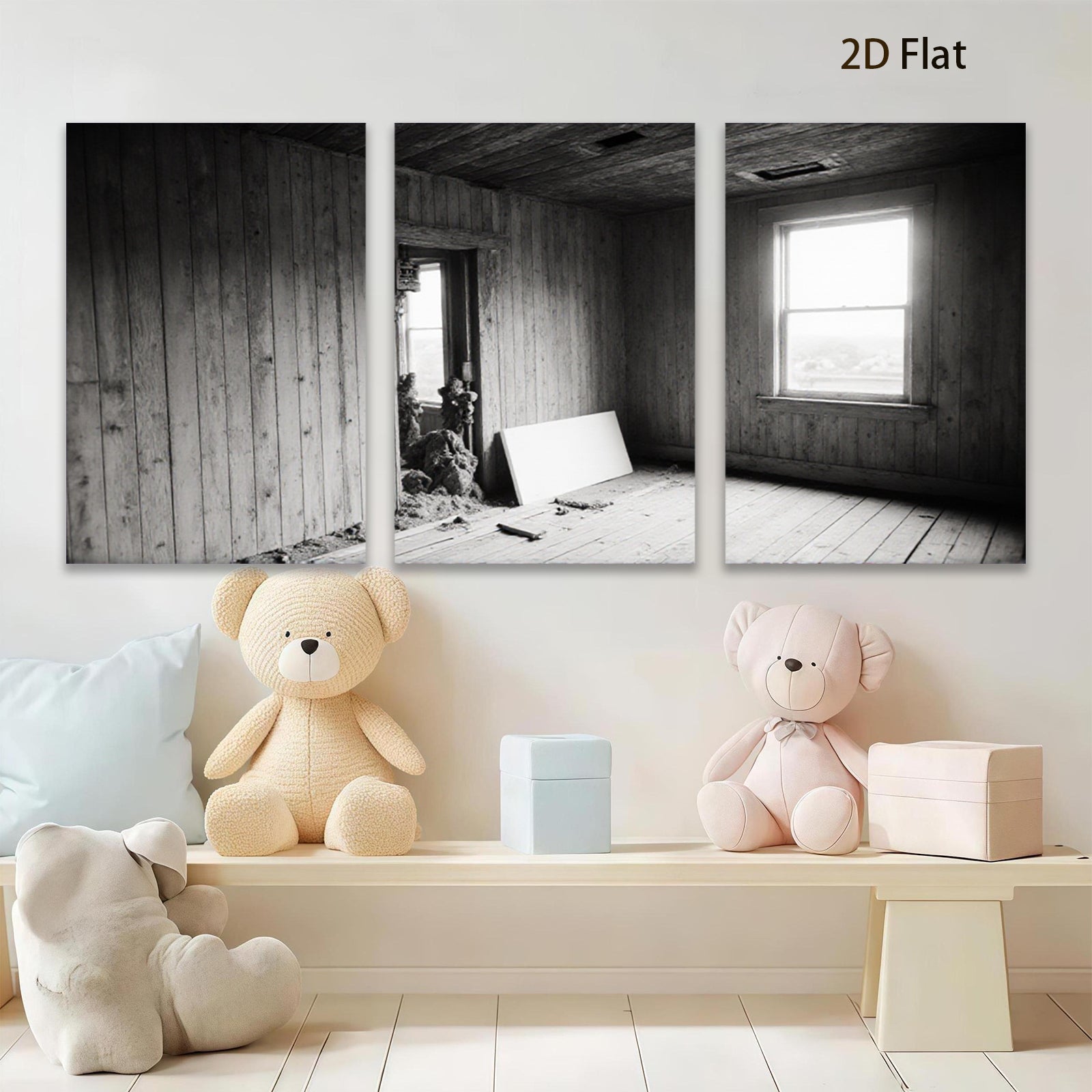 2D flat 1pc Abandoned Farmhouse Window Rural Decay Wall Art for Living Room Bedroom Home Decor Gallery Wrapped Canvas Prints Modern Farmhouse Style