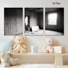 2D flat 1pc Abandoned Farmhouse Window Rural Decay Wall Art for Living Room Bedroom Home Decor Gallery Wrapped Canvas Prints Modern Farmhouse Style