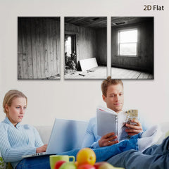 2D flat 1pc Abandoned Farmhouse Window Rural Decay Wall Art for Living Room Bedroom Home Decor Gallery Wrapped Canvas Prints Modern Farmhouse Style