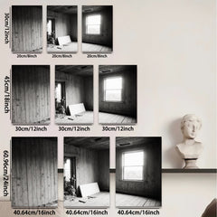 2D flat 1pc Abandoned Farmhouse Window Rural Decay Wall Art for Living Room Bedroom Home Decor Gallery Wrapped Canvas Prints Modern Farmhouse Style